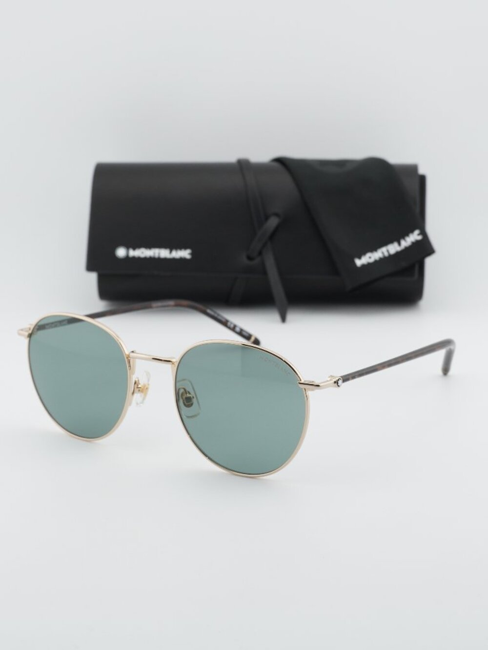 Montblanc MB0343SA 002 Round Sunglasses - Gold / Grey